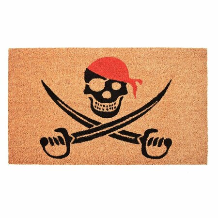 CONFIGURACION 17 x 29 in. Pirate Rectangular Doormat - Natural Red & Black CO2828546